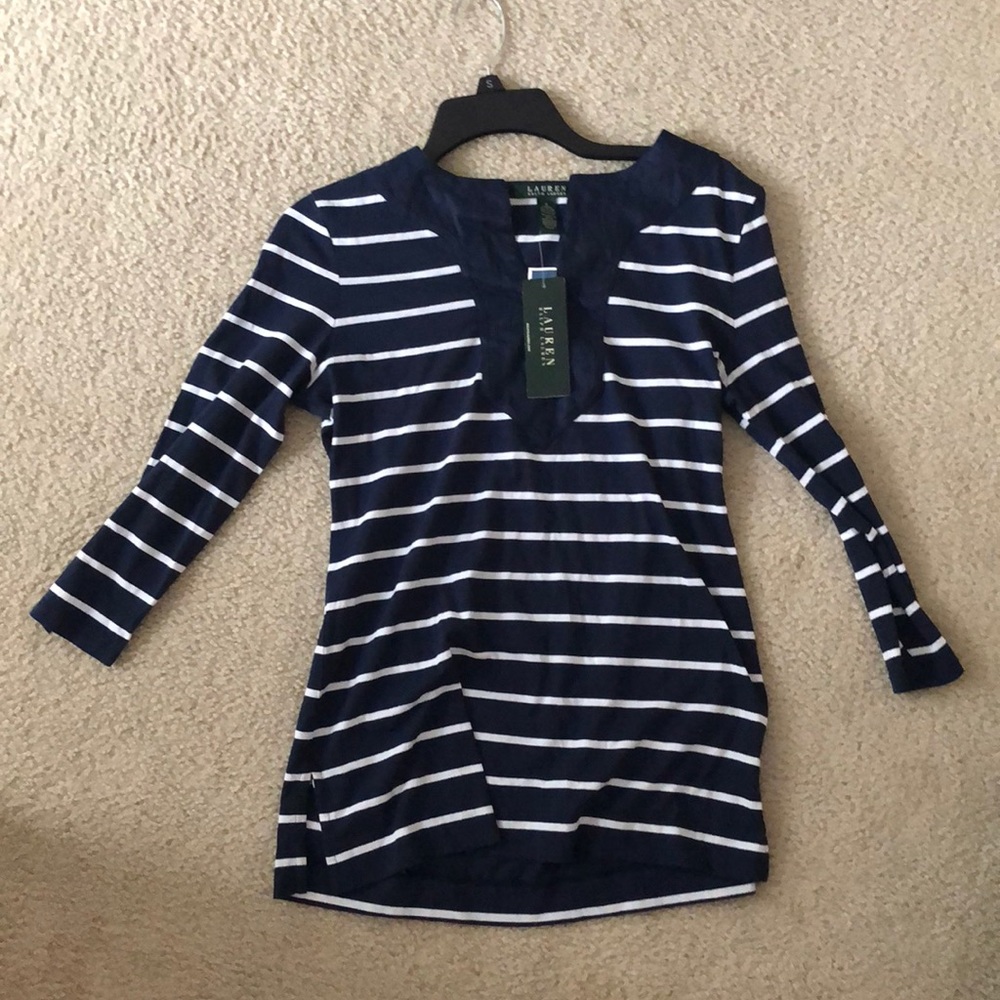 Blue and white striped shirt